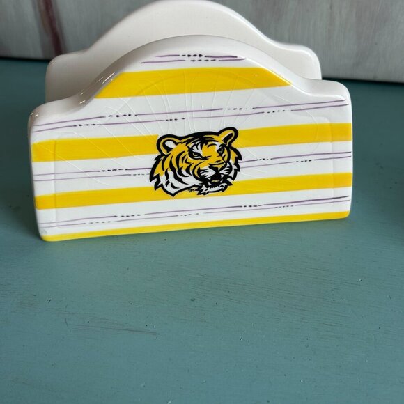 LSU Ceramic Tabletop Trio Y2K Geaux Tigers Tableware Tailgating Salt and Pepper - Picture 6 of 11